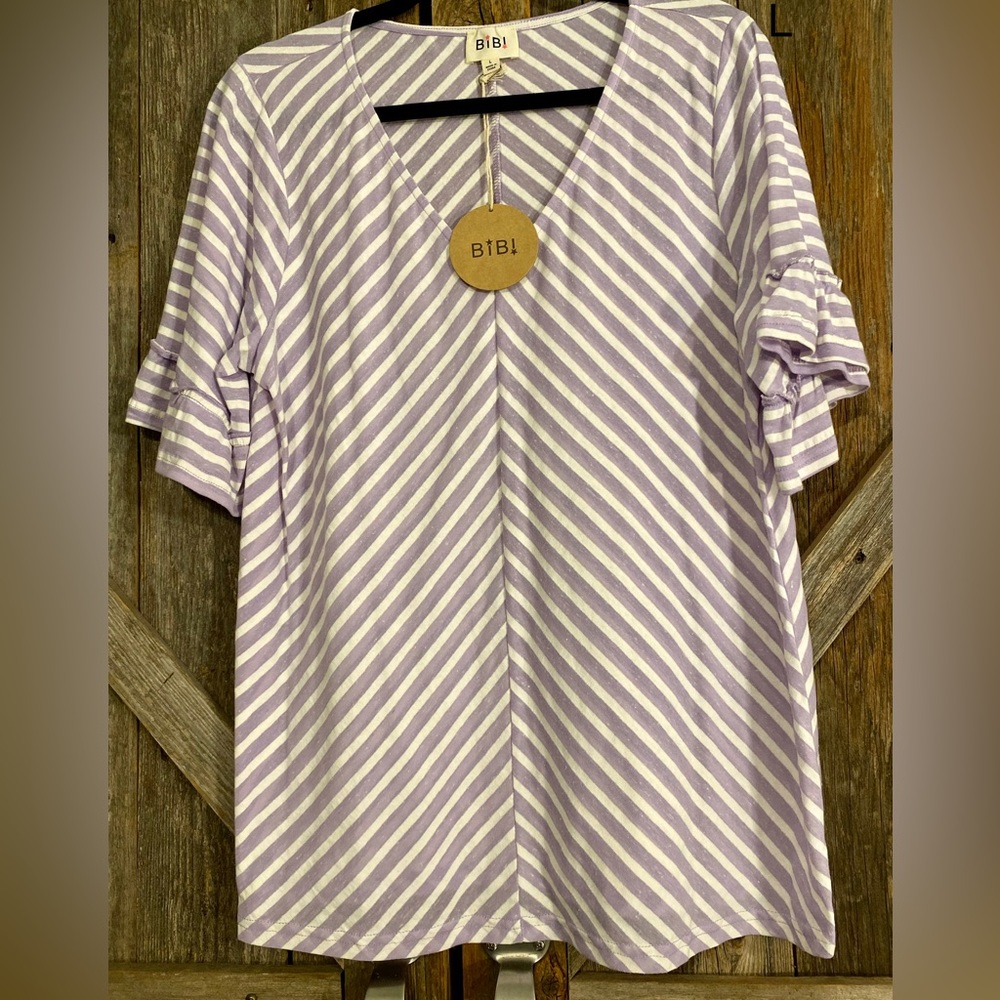 Bibi Large Boutique angle stripe ruffle sleeve
